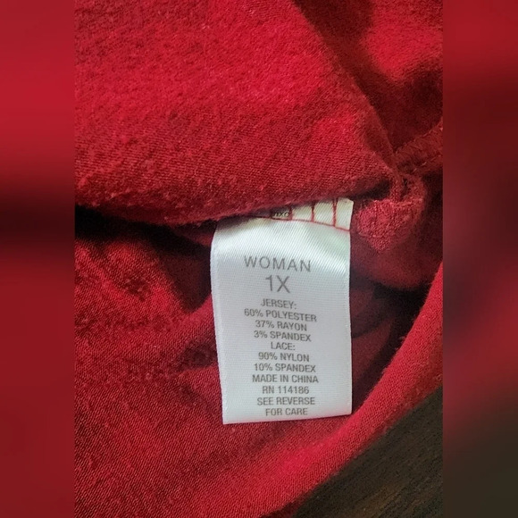 Roz & Ali Womens Lace Floral Red Burgundy Paisley Dressy Blouse - Picture 6 of 9